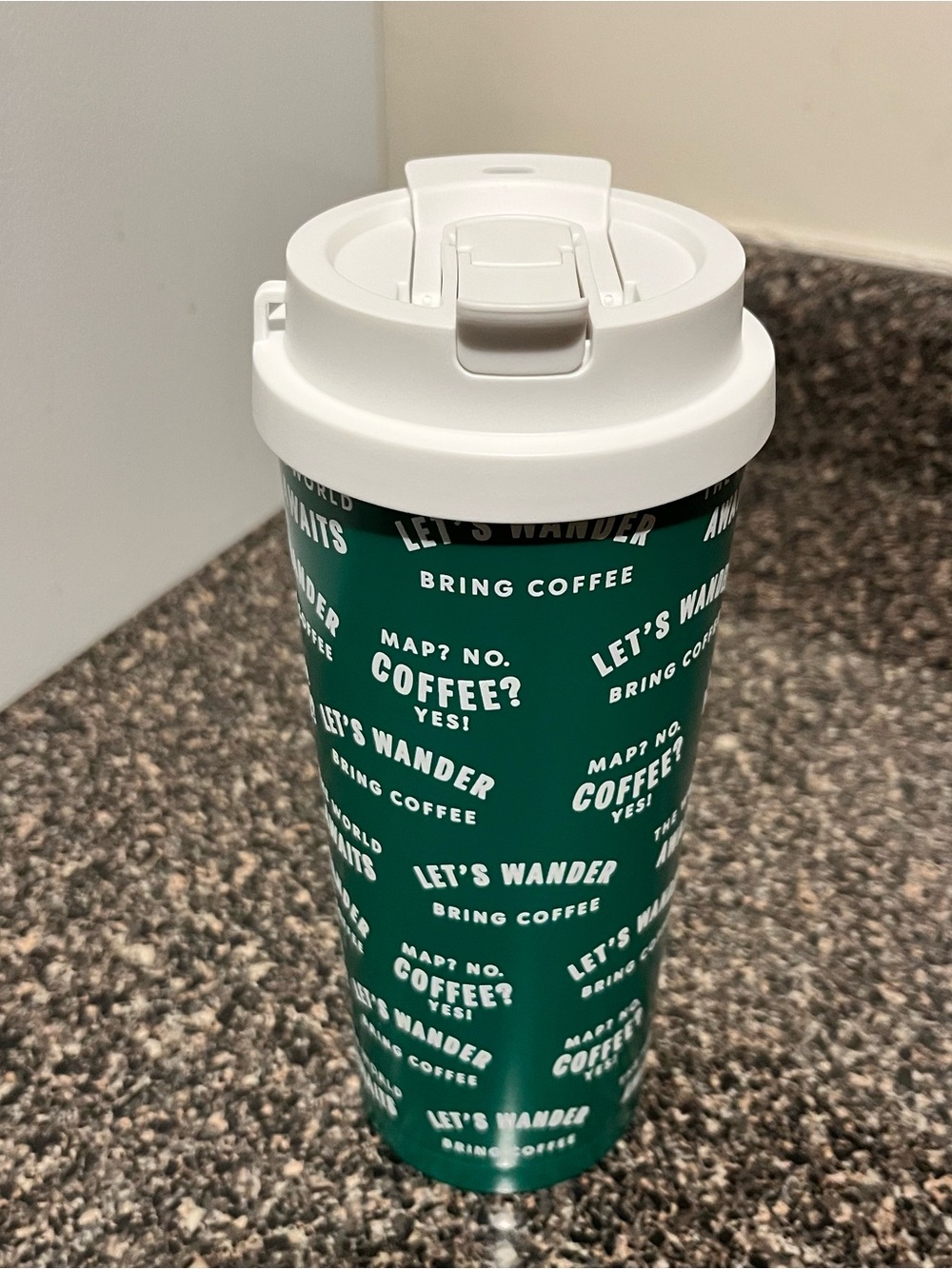 Green Travel Coffee Tumbler with White Lid